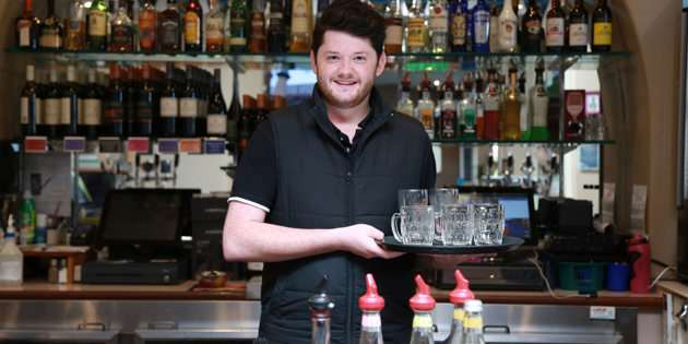 James Barber behind the bar