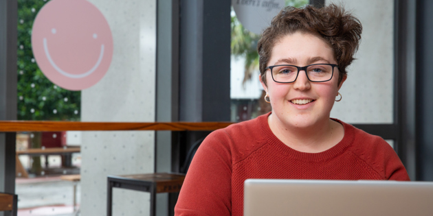 VCAL student studying on laptop