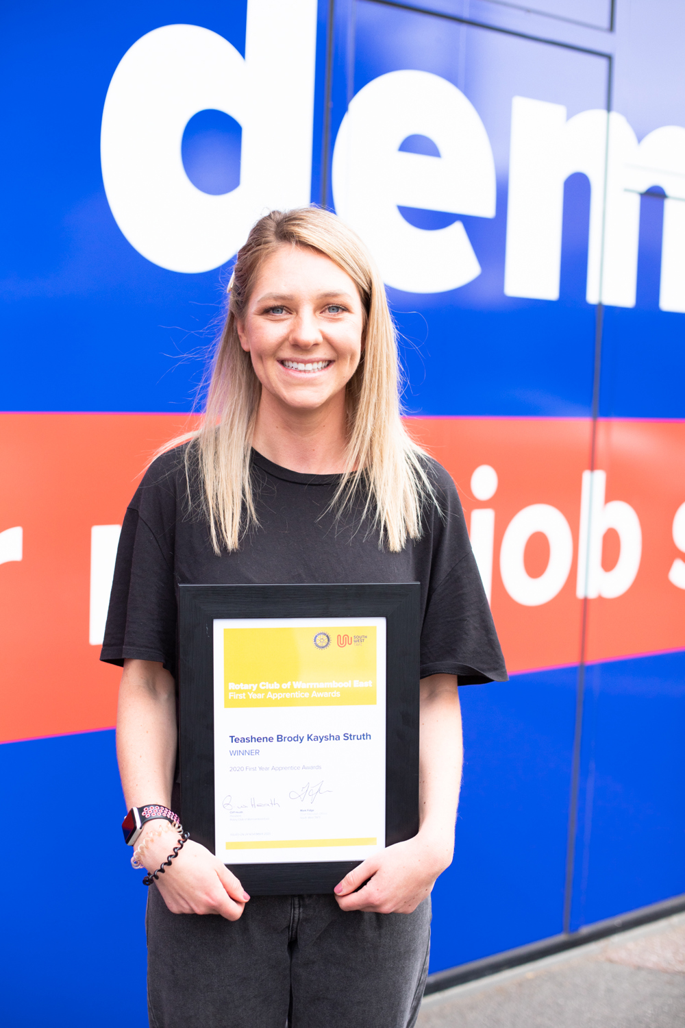 Teashene Struth - winner of the 2020 Rotary Club of Warrnambool East First Year Apprentice Award
