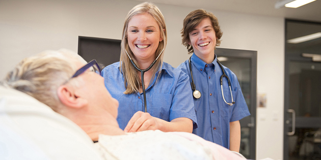 Nursing students in lab
