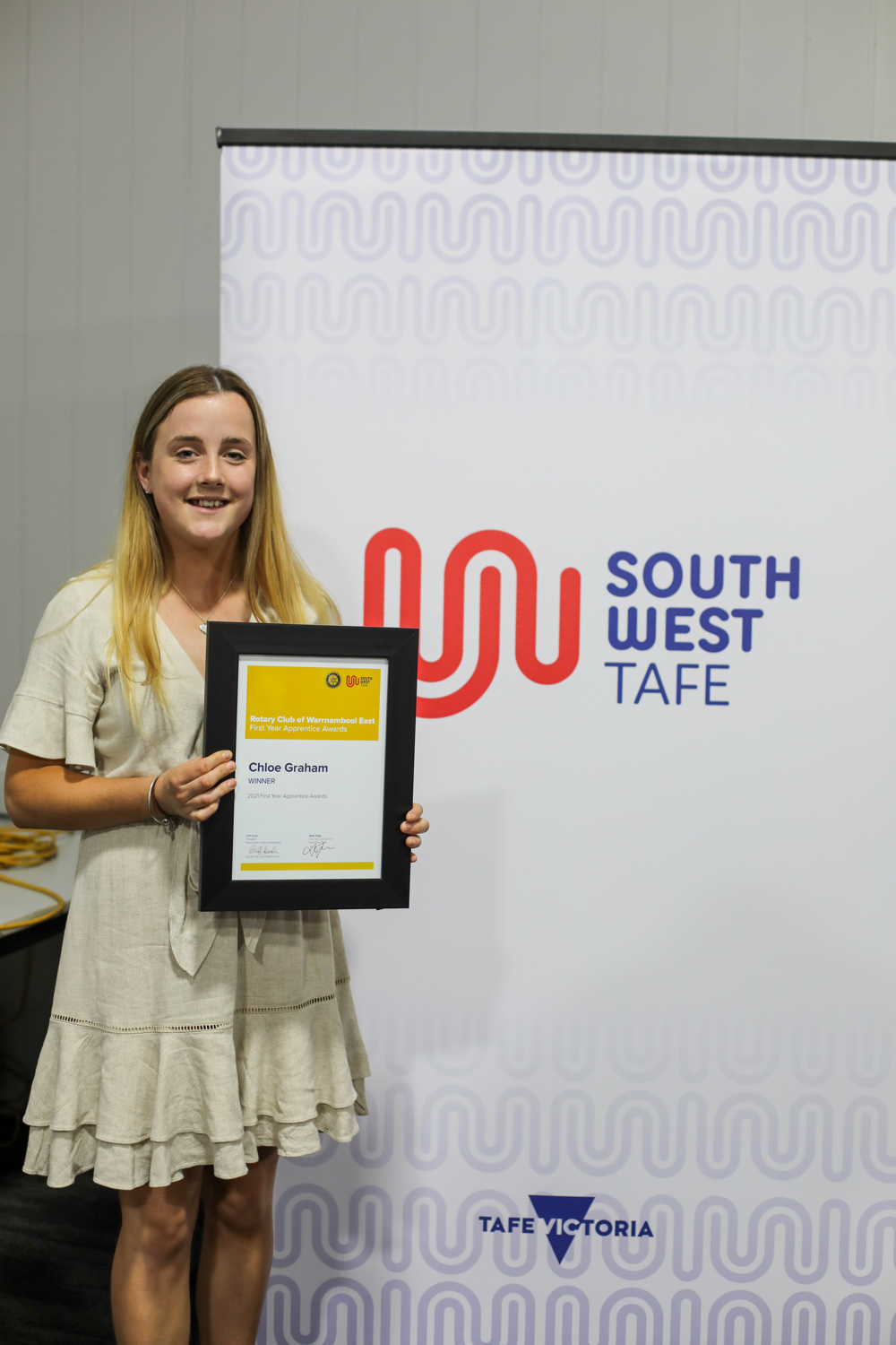 2021 Rotary Club of Warrnambool East First Year Apprentice Award winner, Chloe Graham.